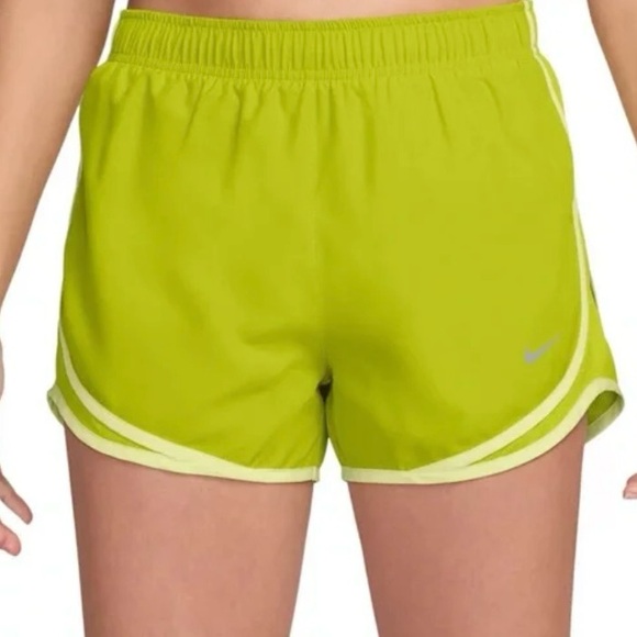 Nike Tempo Dri Fit Women’s Sz XL Bright Cactus Brief Lined Running Shorts - Picture 1 of 12